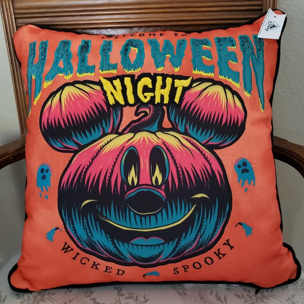 Disney Mickey Mouse Halloween Jack-o'-Lantern Pillow NWT